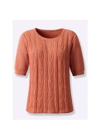 Strickpullover Inspirationen "Baumwoll-Pullover", Damen, Gr. 40, papaya, 100% Baumwolle, unifarben, Pullover Strickpullover