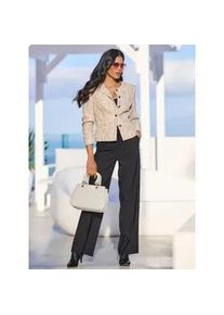 Jackenblazer Heine "Boucl&eacute;-Blazer", Damen, Gr. 50, gr&uuml;n (champagner, sand, gemustert), 90% Polyester, 10% Polyacryl, Blazer