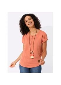 Rundhalsshirt Casual Looks "Rundhals-Shirt", Damen, Gr. 44, papaya, 100% Baumwolle, unifarben, Rundhals, Shirts Rundhalsshirt