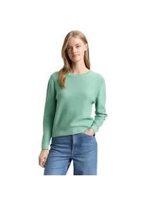 V-Ausschnitt-Pullover Tom Tailor DENIM, Damen, Gr. M, bleeched gr&uuml;n, Strick, Obermaterial: 100% Baumwolle, unifarben, relaxed fit taillenbedeckt, Rundhals, Rippb&uuml;ndchen, Pullover, mit Rippb&uuml;ndchen