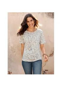 Print-Shirt Inspirationen "Print-Shirt", Damen, Gr. 46, ecru, taupe, bedruckt, 50% Baumwolle, 50% Modal, bedruckt, gemustert, mehrfarbig, Rundhals, Shirts