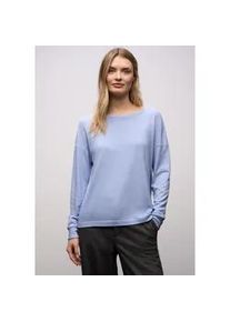 Langarmshirt Street One, Damen, Gr. 36, frosted blau meliert, Jersey, Obermaterial: 83% Viskose, 17% Polyester, unifarben, l&auml;ssig geschnitten h&uuml;ftbedeckend, Rundhals, B&uuml;ndchen, Shirts Langarmshirt, im Melange Look
