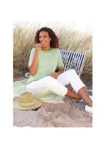 Kurzarmpullover Casual Looks "Kurzarm-Pullover", Damen, Gr. 50, eucalyptus, ecru, geringelt, 50% Baumwolle, 50% Polyacryl, gemustert, mehrfarbig, Pullover