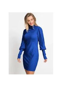 Strickkleid bonprix, Damen, Gr. 32/34 (XS), N-Gr, blau (mitternachtsblau), Obermaterial: 80% Viskose, 20% Polyamid, figurbetont, Kleider Strickkleid, f&uuml;r stilvollen Auftritt, aus Viskose und Polyamid, eleganter Stil