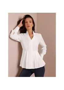 Langarmbluse CREATION L PREMIUM, Damen, Gr. 40, ecru, 70% Viskose, 30% Seide, unifarben, V-Ausschnitt, Blusen