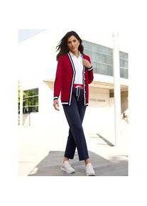 Strickjacke Classic Basics, Damen, Gr. 52, rot, marine, 100% Polyacryl, gemustert, mehrfarbig, Strickjacken Strickjacke