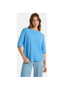LIEBLINGSST&Uuml;CK Kurzarmpullover LIEBLINGSST&Uuml;CK "KleraEP", Damen, Gr. 42, skyblau, Strick, Obermaterial: 100% Baumwolle, clean, unifarben, h&uuml;ftlang, Rundhals, Raglan&auml;rmel Rollsaum, Pullover, Halbarm mit Rundhals, unifarben