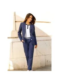 Jackenblazer Classic Basics "Blazer", Herren, Gr. 42, marine, wei&szlig;, gestreift, 100% Polyester, Blazer