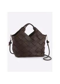 Handtasche Heine, Damen, Gr. B/H/T: 39cm x 25cm x 10cm, schoko, Metall, Viskosemischung, unifarben, Taschen Handtasche