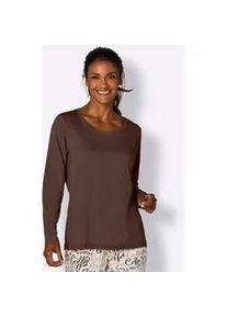w&auml;schepur Pyjamaoberteil W&Auml;SCHEPUR "Schlafanzug-Shirt", Damen, Gr. 40/42, schoko, 50% Baumwolle, 50% Modal, unifarben, Shirts