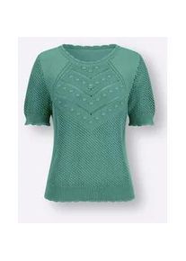 Ajourpullover Inspirationen "Pullover", Damen, Gr. 46, salbei, 100% Baumwolle, unifarben, Pullover