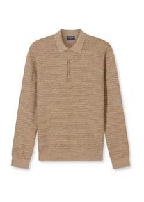 Langarm-Poloshirt OLYMP "OLYMP Casual Strick", Herren, Gr. XXL, nougat, 100% Baumwolle, Shirts