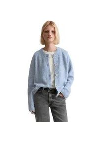 Marc O'Polo Cardigan MARC O'POLO DENIM "aus Schurwolle-Viskose-Mix", Damen, Gr. XL, blau dusk, Obermaterial: 77% Schurwolle, 15% Polyamid, 8% Viskose, unifarben, relaxed fit, Rundhals, B&uuml;ndchen, Strickjacken