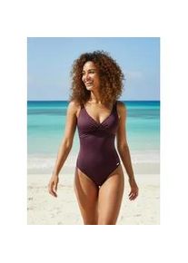 Badeanzug Lascana "Lolo", Damen, Gr. 42, Cup D, aubergine, Obermaterial: 82% Polyamid, 18% Elasthan. Futter: 100% Polyester. Miedereinsatz: 82% Polyamid, 18% Elasthan, Badeanz&uuml;ge Badeanzug, mit B&uuml;gel