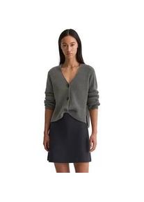 Marc O'Polo Cardigan MARC O'POLO "aus Heavy-Weight-Organic-Cotton", Damen, Gr. L, warm granite melange, Obermaterial: 100% Baumwolle, unifarben, relaxed fit, V-Ausschnitt, Strickjacken