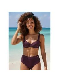 Highwaist-Bikini-Hose Lascana "Lolo", Damen, Gr. 40, N-Gr, aubergine, Obermaterial: 82% Polyamid, 18% Elasthan. Futter: 100% Polyester, Badehosen, mit angesetztem B&uuml;ndchen