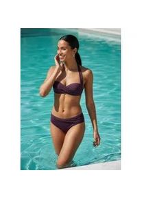 Bikini-Hose Lascana "Lolo", Damen, Gr. 34, N-Gr, aubergine, Obermaterial: 82% Polyamid, 18% Elasthan. Futter: 100% Polyester, Badehosen Bikini-Hose, mit modischer B&uuml;ndchen-Form