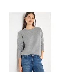Langarmshirt Cecil, Damen, Gr. XXL (46), luna grau melange, Jersey, Obermaterial: 50% Polyester, 47% Viskose, 3% Elasthan, Glitzermuster, unifarben, bequem h&uuml;ftbedeckend, U-Boot-Ausschnitt, Shirts Langarmshirt, im Melange-Look und mit Glitzer-Details