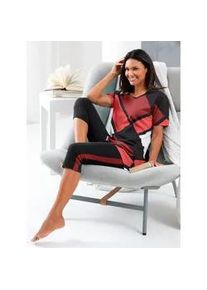 w&auml;schepur Capri-Pyjama W&Auml;SCHEPUR, Damen, Gr. 36/38, schwarz, rot, bedruckt, 50% Baumwolle, 50% Modal, Unterteil:48% Baumwolle, 4% Elasthan, 48% Modal, Homewear-Sets