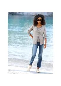 Strickpullover Heine "Twinset", Damen, Gr. 50, taupe, meliert, 50% Viskose, 28% Polyester, 22% Polyamid, meliert, unifarben, Pullover Strickpullover