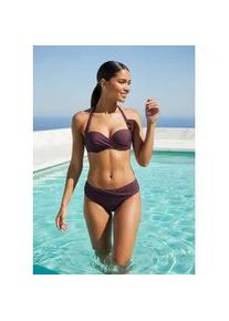 B&uuml;gel-Bandeau-Bikini-Top Lascana "Lolo", Damen, Gr. 40, Cup B, aubergine, Obermaterial: 82% Polyamid, 18% Elasthan. Futter: 100% Polyester. Wattierung: 100% Polyester, Bikini-Oberteile, in getwisteter Optik