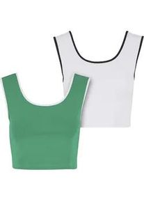 T-Shirt Urban Classics "Urban Classics Ladies Contrast Cropped Top", Damen, Gr. M, froggr&uuml;n, wei&szlig;, wei&szlig;, schwarz, 95% Baumwolle, 5% Elasthan, unifarben, slim fit, U-Boot-Ausschnitt, Shirts T-Shirt