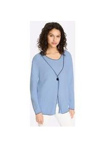 Strickpullover Heine "Twinset", Damen, Gr. 46, eisblau, meliert, 50% Viskose, 28% Polyester, 22% Polyamid, meliert, unifarben, Pullover Strickpullover