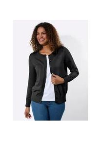 Strickjacke Casual Looks, Damen, Gr. 38, schwarz, 100% Baumwolle, unifarben, Strickjacken Strickjacke