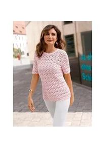 Kurzarmpullover Lady "Ajour-Pullover", Damen, Gr. 52, hellros&eacute;, 60% Baumwolle, 40% Viskose, unifarben, Pullover