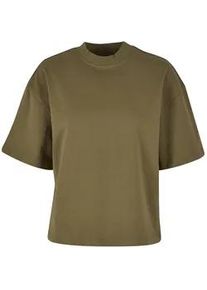 Kurzarmshirt Urban Classics "Urban Classics Damen Ladies Organic Heavy Slit Tee", Damen, Gr. 4XL, tiniolive, 100% Baumwolle, unifarben, oversize, Rundhals, Shirts