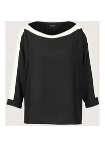 Madeleine Mode Langarmbluse MADELEINE "Blusenshirt Businessbluse im Colour Blocking-Stil", Damen, Gr. 34, schwarz (schwarz, wollwei&szlig;), Obermaterial: 100% Polyester PES., Modern, figurumspielend, Blusen, Colourblocking