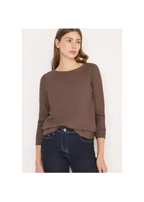 Langarmshirt Cecil, Damen, Gr. M (40), urban taupe, Jersey, Obermaterial: 59% Viskose, 38% Polyester, 3% Elasthan, unifarben, normal h&uuml;ftbedeckend, U-Boot-Ausschnitt, Shirts Langarmshirt, mit vertikaler Struktur und Viskose