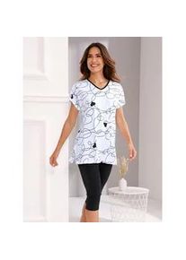 Schlafanzug, Damen, Gr. 36/38, wei&szlig;, schwarz, 100% Baumwolle, Unterteil:95% Baumwolle, 5% Elasthan, Homewear-Sets Schlafanzug