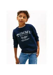 Sweatshirt Tommy Hilfiger, Jungen, Gr. 8 (128), schwarz night navy, Sweatware, Obermaterial: 68% Baumwolle, 32% Polyester, unifarben, regular fit normal, Rundhals, eingesetzt B&uuml;ndchen, Sweatshirts Sweatshirt, Regular fit, f&uuml;r Kinder bis 16 Jahre