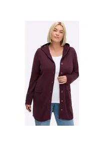 Longstrickjacke sheego, Damen, Gr. 44/46, burgund, 100% Baumwolle, unifarben, Strickjacken Longstrickjacke