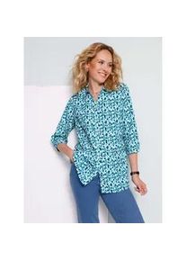 Longbluse Classic Basics, Damen, Gr. 52, mint, aquapetrol, bedruckt, 100% Polyester, gemustert, mehrfarbig, Blusen Longbluse