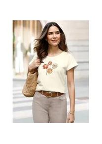 T-Shirt Classic Basics "Shirt", Damen, Gr. 38, ecru, papaya, 100% Baumwolle, gebl&uuml;mt, gemustert, mehrfarbig, Rundhals, Shirts T-Shirt