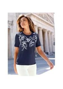 Rundhalsshirt Lady "Kurzarm-Shirt", Damen, Gr. 40, marine, wei&szlig;, bedruckt, 95% Viskose, 5% Elasthan, bedruckt, gebl&uuml;mt, gemustert, mehrfarbig, Rundhals, Shirts Rundhalsshirt