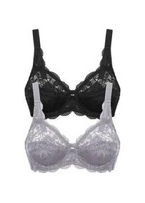 B&uuml;gel-BH SuSa "2er Pack B&uuml;gel BH Latina", Damen, Gr. 80, Cup F, bunt (frosty lavender schwarz), Obermaterial: 77% Polyamid PA. 15% Baumwolle CO. 8% Elasthan EL., BHs B&uuml;gel-BH