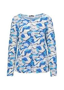 Print-Shirt GOLDNER "Kurzgr&ouml;&szlig;e Shirt", Damen, Gr. 19, blau (blau, gemustert), Obermaterial: 95% Viskose CV. 5% Elasthan EL., normales B&uuml;ndchen, Shirts, Kombistarker Druck