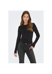 Langarmshirt Only "ONLZITA L/S O-NECK TOP BF JRS", Damen, Gr. S, schwarz detail:silber rhinestones, Jersey, Obermaterial: 96% Polyester, 4% Elasthan, Glitzermuster, unifarben, Rundhals, Shirts Langarmshirt