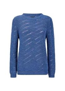 Rundhalspullover GOLDNER "Eleganter Langarm-Strick mit Glanz", Damen, Gr. 48, blau (royalblau), Obermaterial: 48% Baumwolle CO. 48% Polyacryl PAN. 4% metallisierte Fasern MTF., gerade, Pullover Rundhalspullover, mit Ajour und Rippenstrick