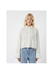 Hemdbluse Y.A.S "YASLEE LS SHORT SHIRT S. NOOS", Damen, Gr. 40, star wei&szlig;, Web, Obermaterial: 100% Baumwolle, unifarben, kurz, Blusen Hemdbluse