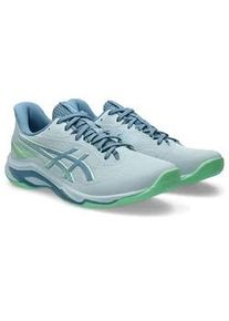 Hallenschuh asics "NETBURNER BALLISTIC FF 4", Herren, Gr. 46, cool grau, saba blau, Synthetik, Schuhe Hallenschuh