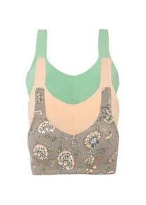 B&uuml;stenhebe bonprix "BH ohne B&uuml;gel mit Baumwolle (3er Pack)", Damen, Gr. 95, Cup B, taupe paisley, cremeapricot, mint, Obermaterial: 95% Baumwolle, 5% Elasthan. Futter: 100% Baumwolle, BHs B&uuml;stenhebe, b&uuml;gellose Verarbeitung, f&uuml;r den Alltag, aus Baumwolle und Elasthan