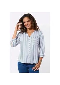 Funktionsbluse Casual Looks, Damen, Gr. 54, kalkmint, wei&szlig;, gestreift, 100% Viskose, gemustert, gestreift, Rundhals, Blusen