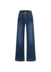 Stretch-Jeans MAC "RICH PALAZZO", Damen, Gr. 40, L&auml;nge 34, night blau netwash, Denim/Jeans, Obermaterial: 89% Baumwolle, 8% Polyester, 3% Elasthan, weit lang, Jeans, Naht-Details an den Ges&auml;&szlig;taschen