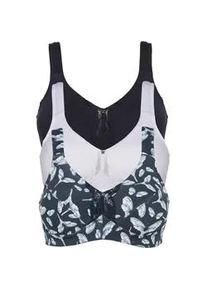 B&uuml;stenhebe bonprix "BH ohne B&uuml;gel mit Baumwolle (3er Pack)", Damen, Gr. 100, Cup C, blau (dunkelblau bedruckt, dunkelblau, wei&szlig;), Obermaterial: 95% Baumwolle, 5% Elasthan. Futter: 100% Baumwolle. Spitze: 90% Polyamid, 10% Elasthan, BHs B&uuml;stenhebe, im 3er Pack, aus Baumwolle, mit Futter aus Baumwolle