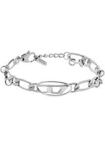 Armband Diesel "Schmuck Geschenk Metall OVAL D LOGO", edelstahlfarben, metallfarben, Armb&auml;nder, Damen, 20,5cm, Edelstahl Metall, Edelstahl, Metall, Armband