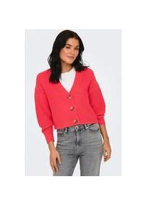 Strickjacke Only "ONLCAROL NICE L/S CARDIGAN KNT NOOS", Damen, Gr. XS, cayenne, Strick, Obermaterial: 100% Polyacryl, unifarben, regular fit h&uuml;ftlang, V-Ausschnitt, Rippb&uuml;ndchen, Strickjacken Strickjacke, Kunstfaser, regular fit